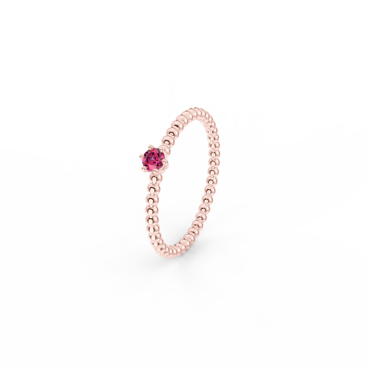 Prsten Bubbles 3 - růžové zlato, rubín