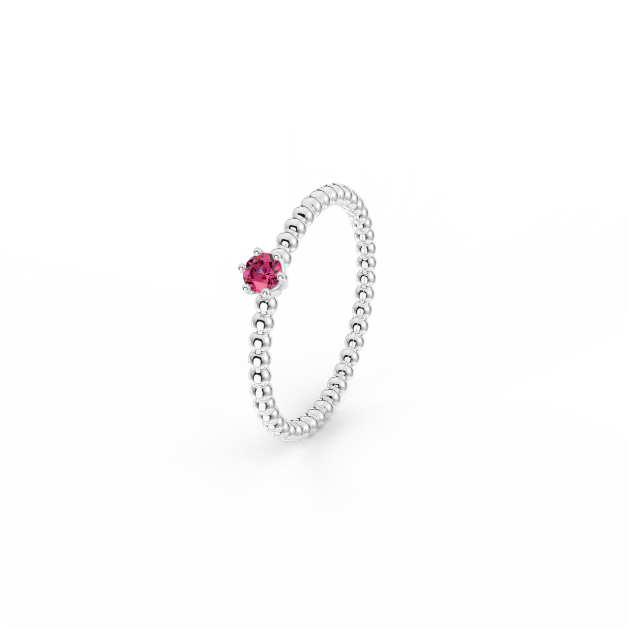 Prsten Bubbles 3 - bílé zlato, rubín