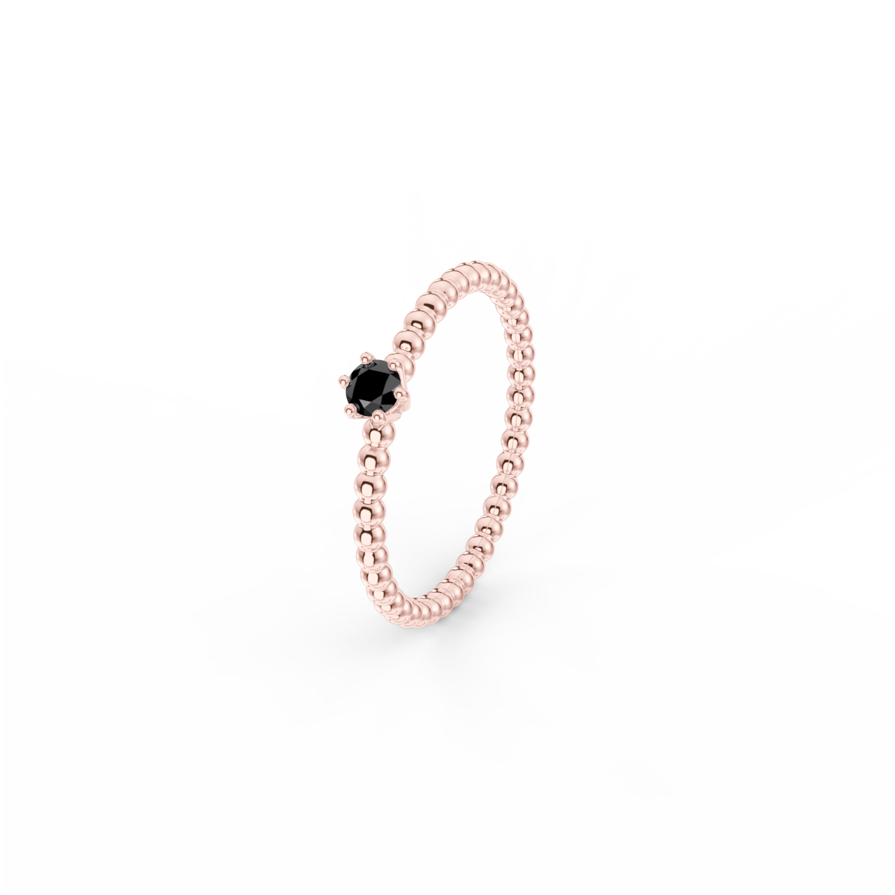 Prsten Bubbles 3 - růžové zlato, černý diamant