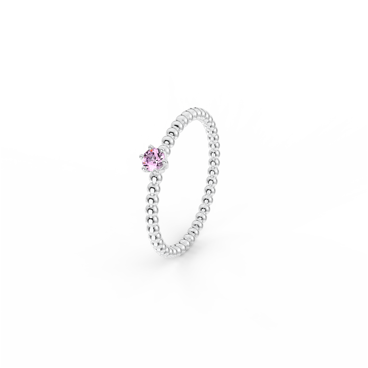 Prsten Bubbles 3 - bílé zlato, růžový safír