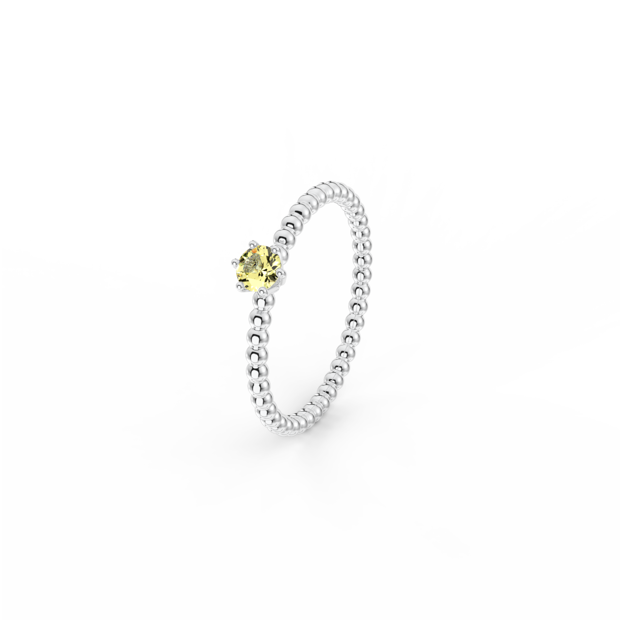 Prsten Bubbles 3,5 - bílé zlato, žlutý safír
