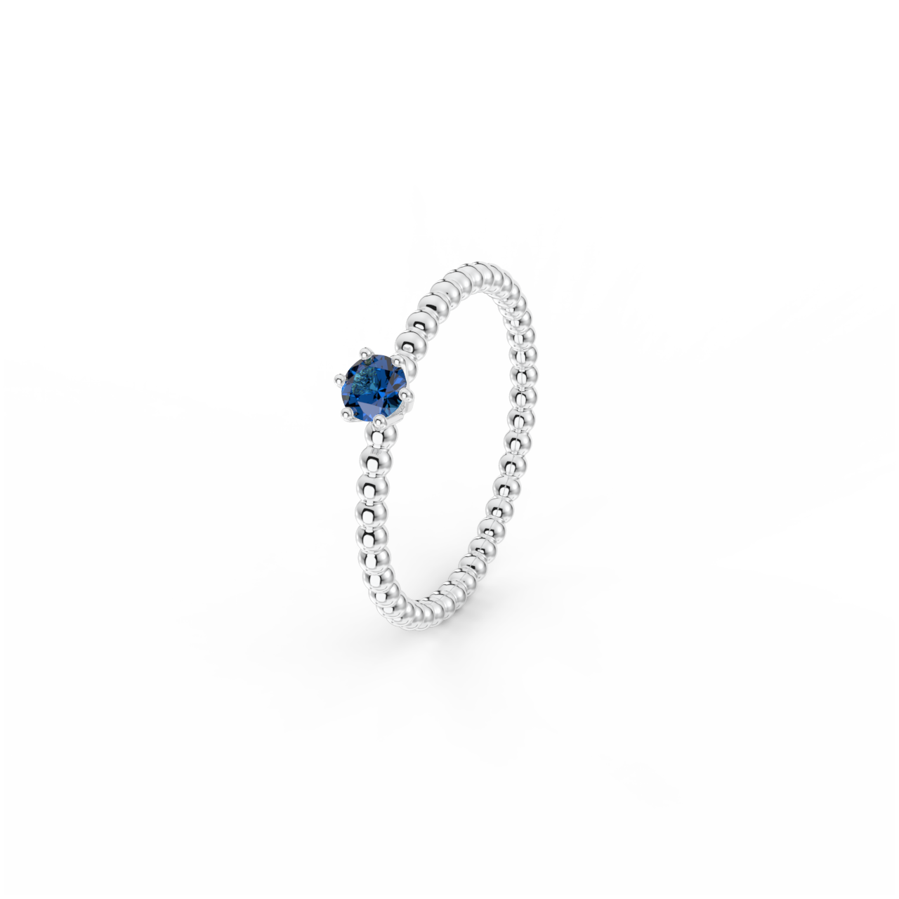 Prsten Bubbles 3,5 - bílé zlato, modrý safír