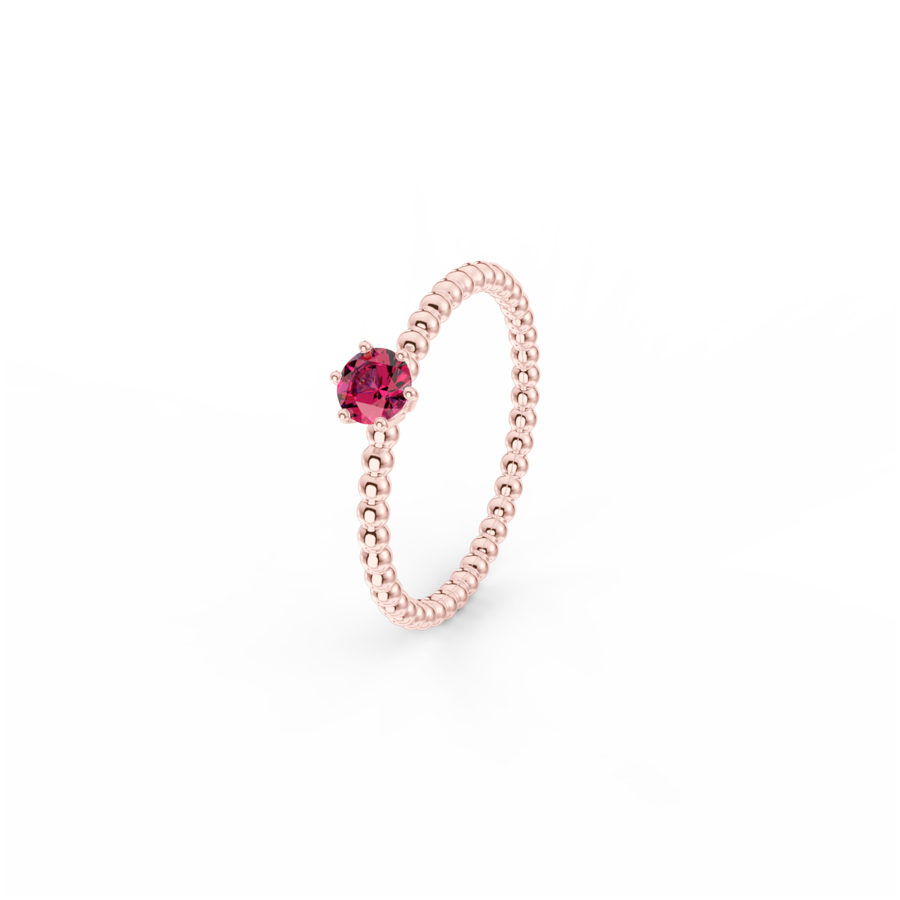 Prsten Bubbles 4 - růžové zlato, rubín