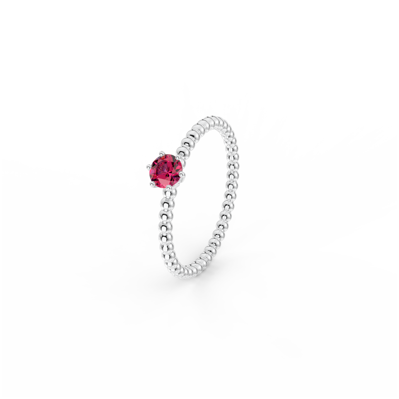 Prsten Bubbles 4 - bílé zlato, rubín