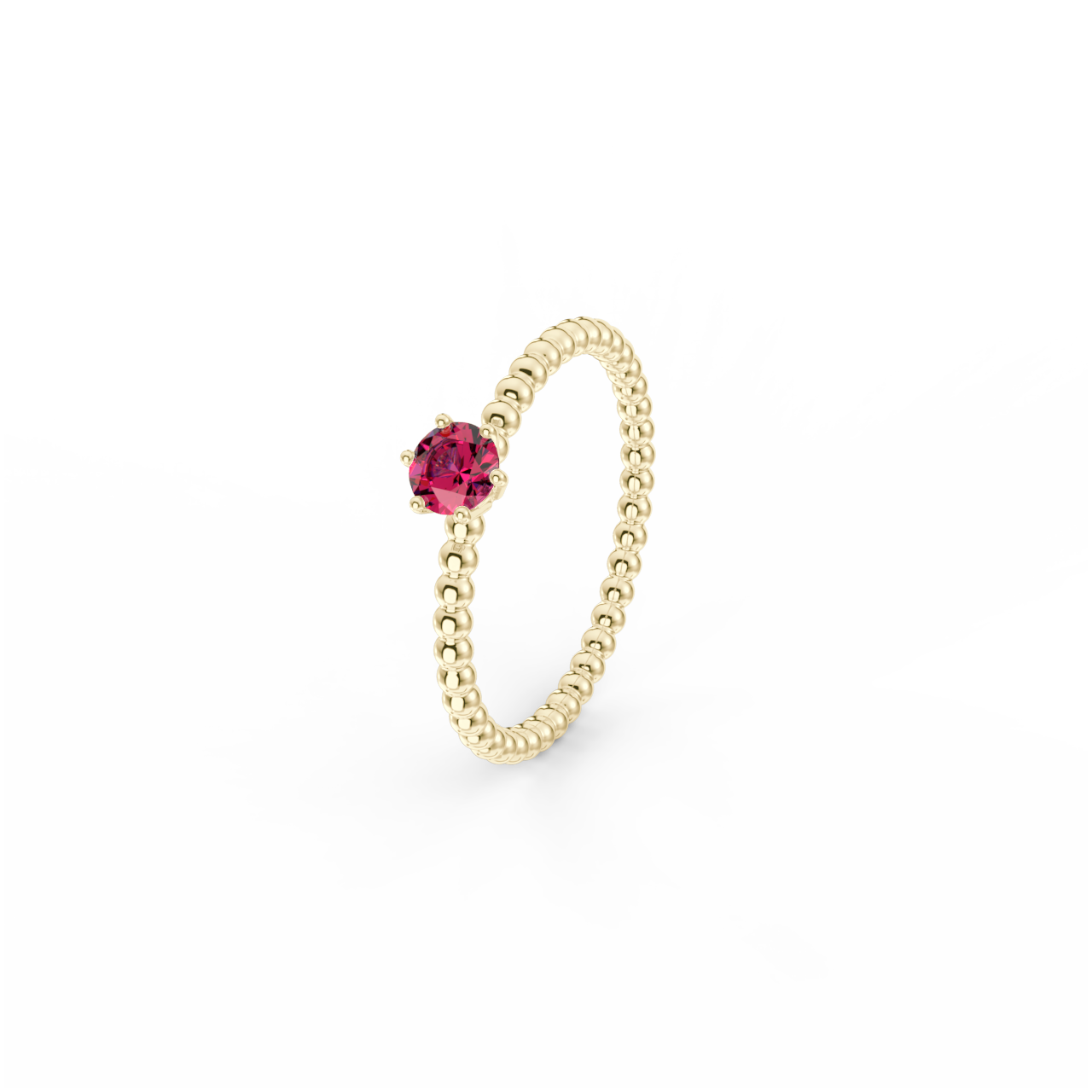 Prsten Bubbles 4 - žluté zlato, rubín