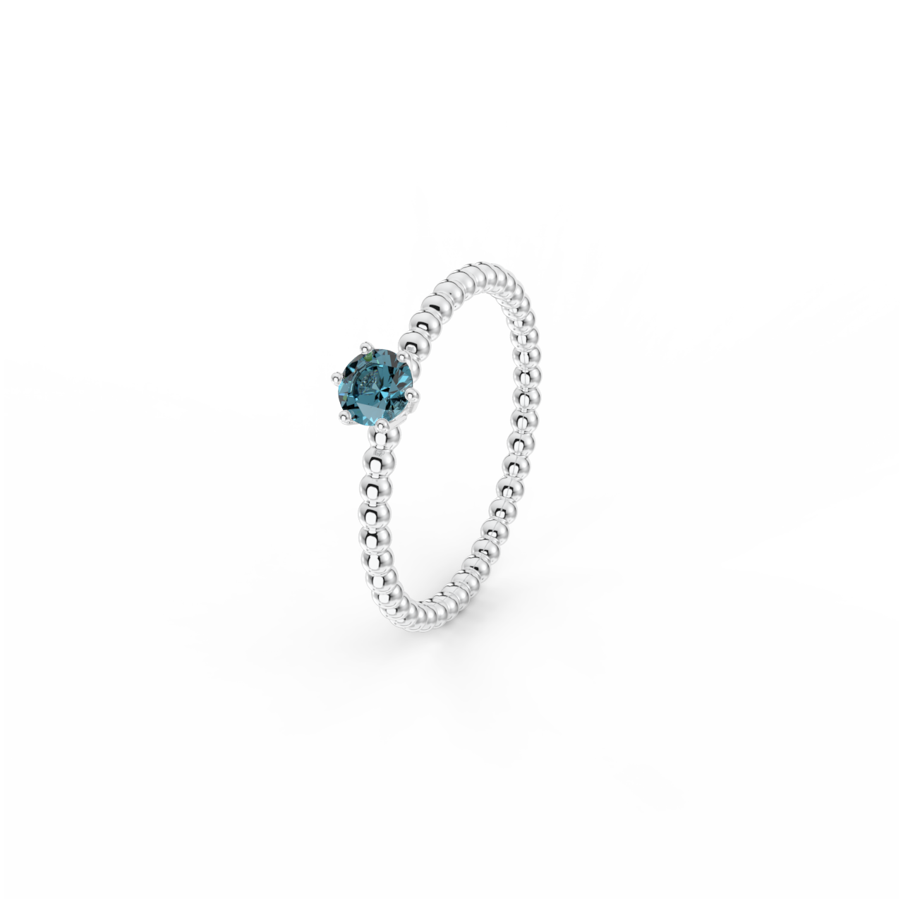 Prsten Bubbles 4 - bílé zlato, london topaz