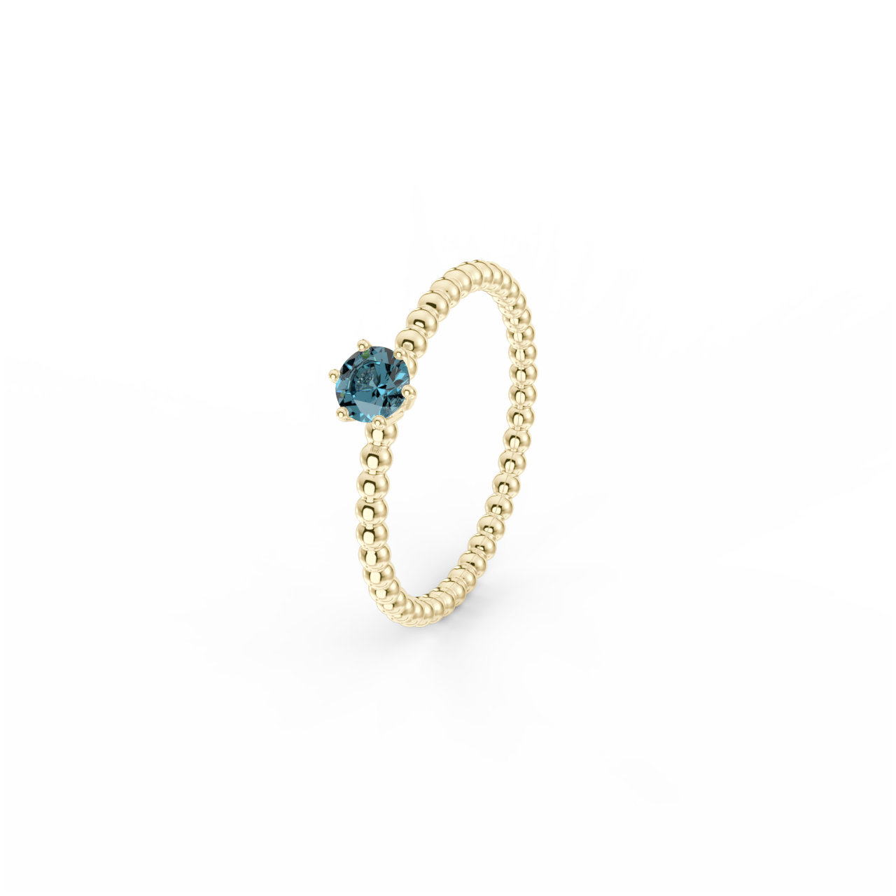 Prsten Bubbles 4 - žluté zlato, london topaz