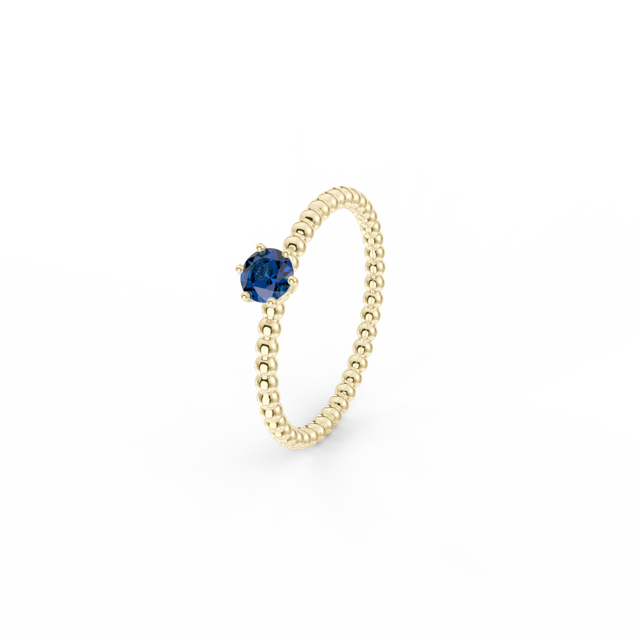 Prsten Bubbles 4 - žluté zlato, modrý safír