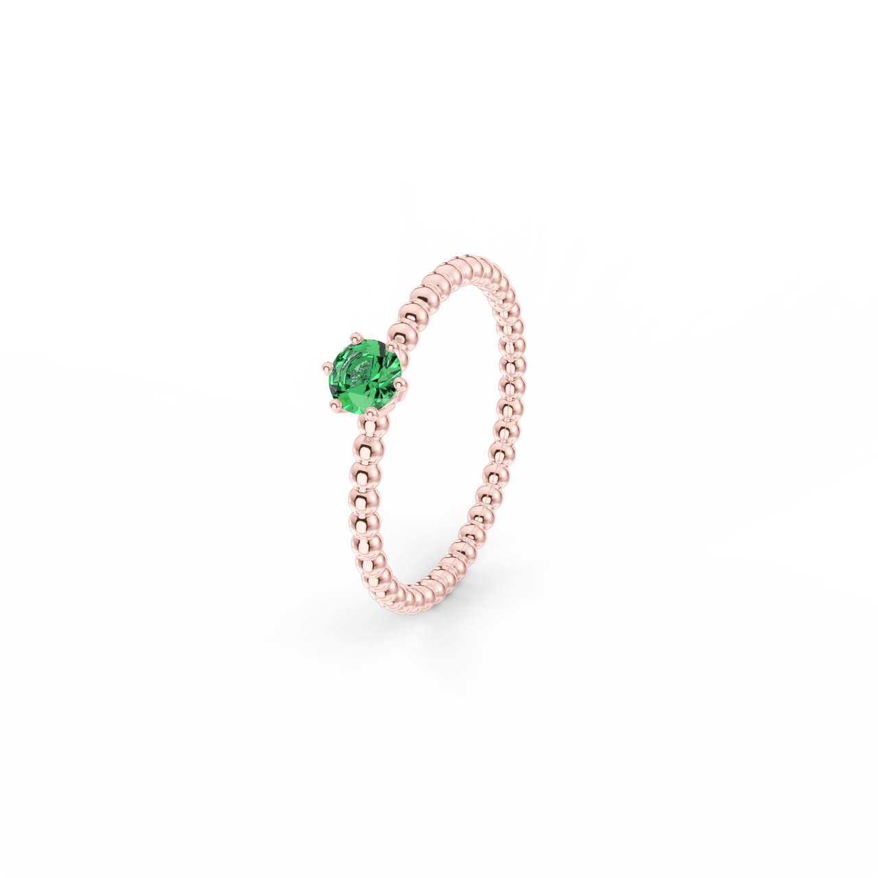 Prsten Bubbles 4 - růžové zlato, smaragd