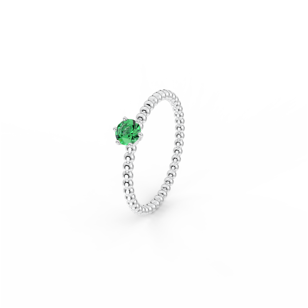 Prsten Bubbles 4 - bílé zlato, smaragd