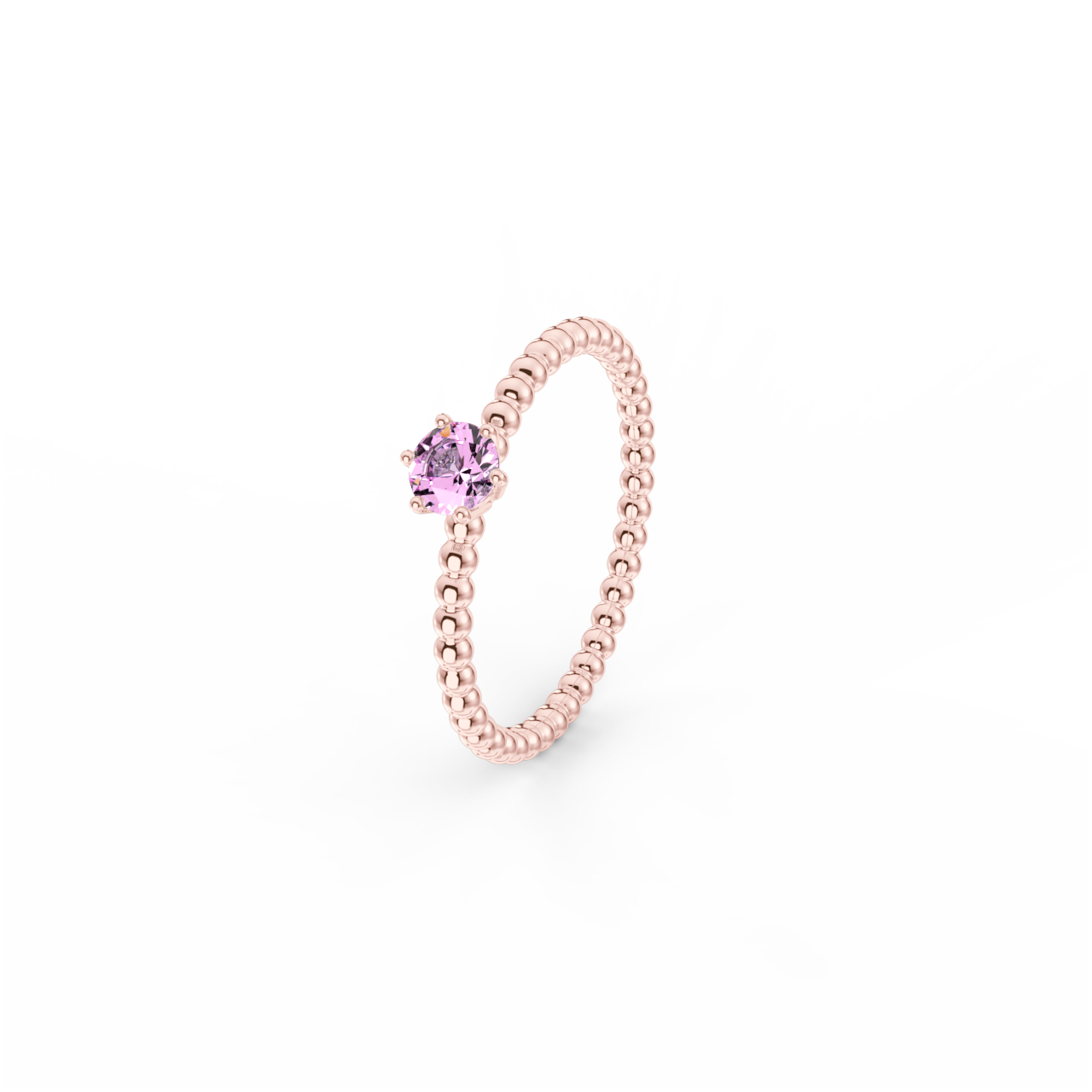 Prsten Bubbles 4 - růžové zlato, růžový safír