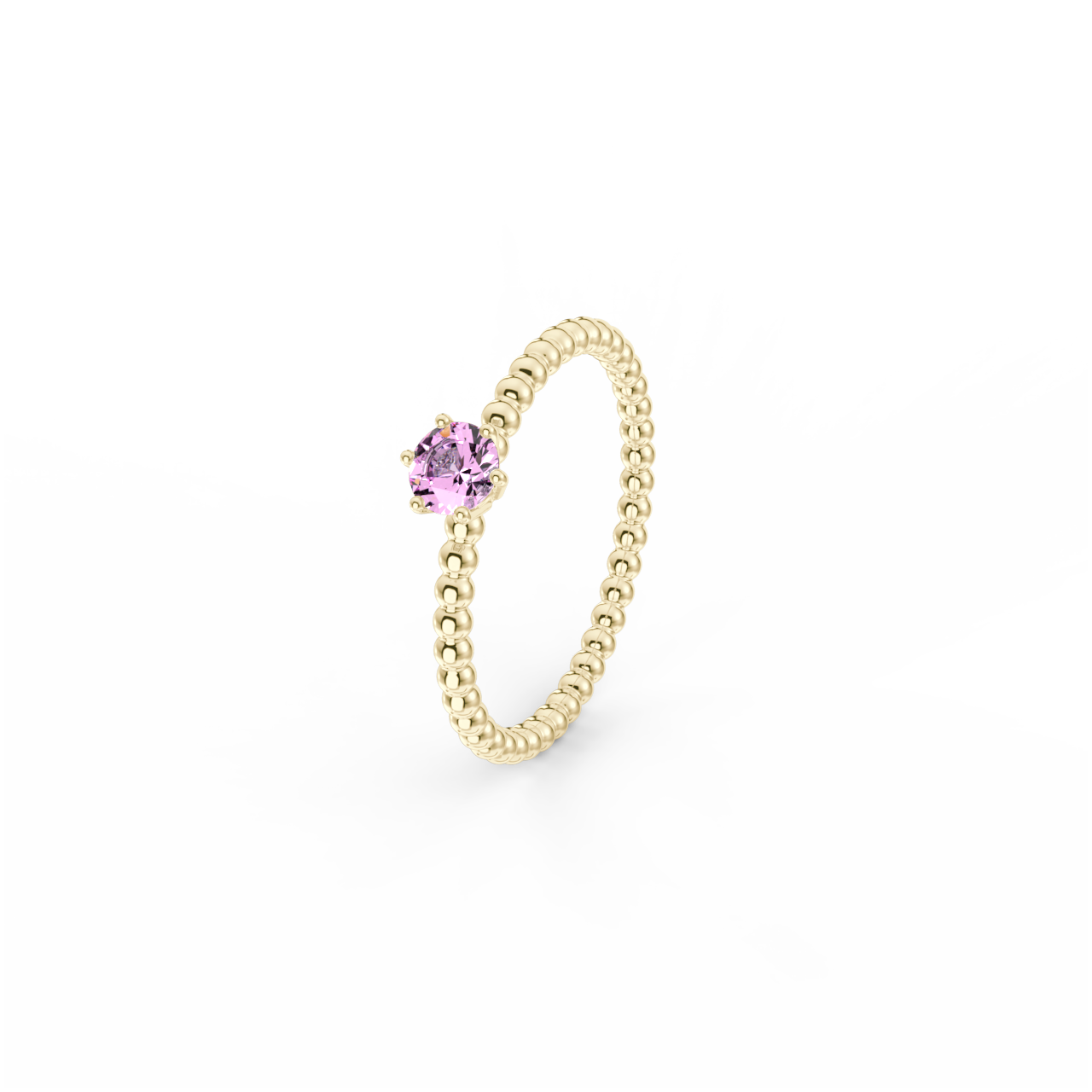 Prsten Bubbles 4 - žluté zlato, růžový safír