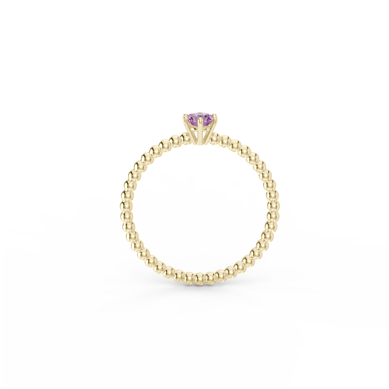 Prsten Bubbles 4 - žluté zlato, růžový safír - Obrázek 3