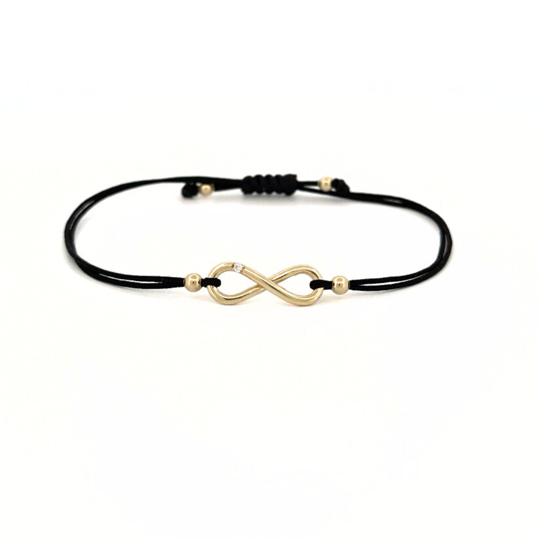Náramek E Infinity, žluté zlato, diamant