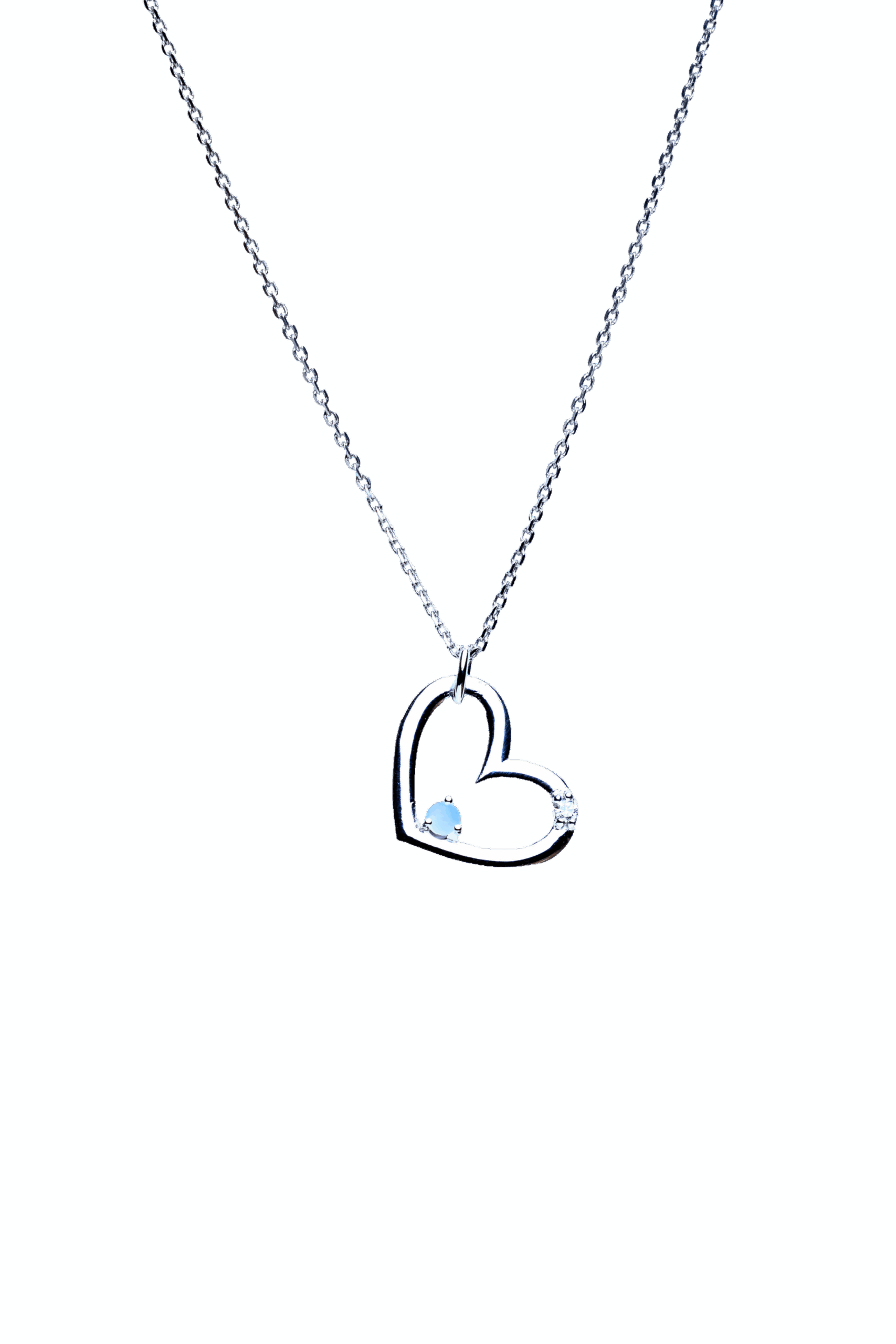 Přívěsek Heart Holly – bílé zlato, opál, diamant