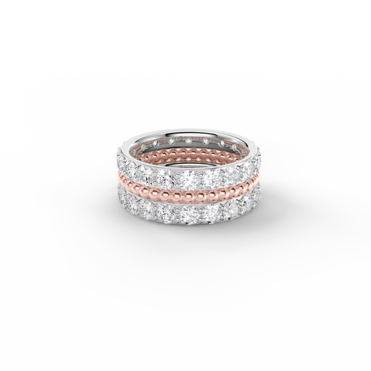 Dámský snubní prsten 180 - bílé a růžové zlato, diamanty