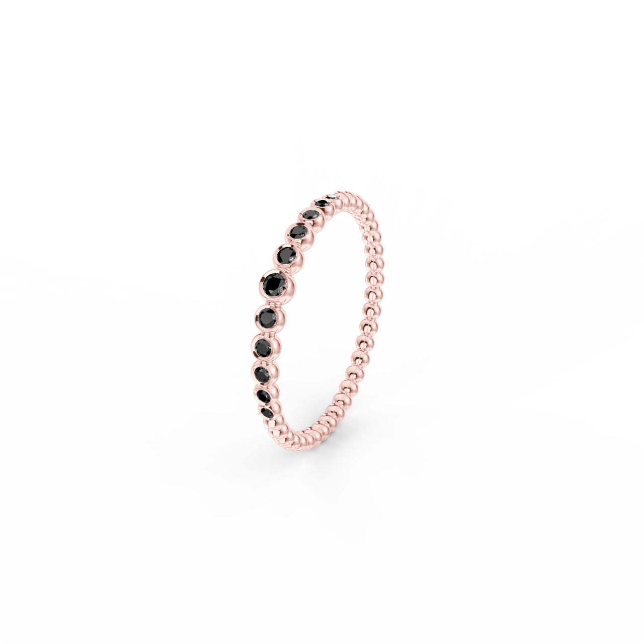 Prsten Bubbles C - růžové zlato, černé diamanty