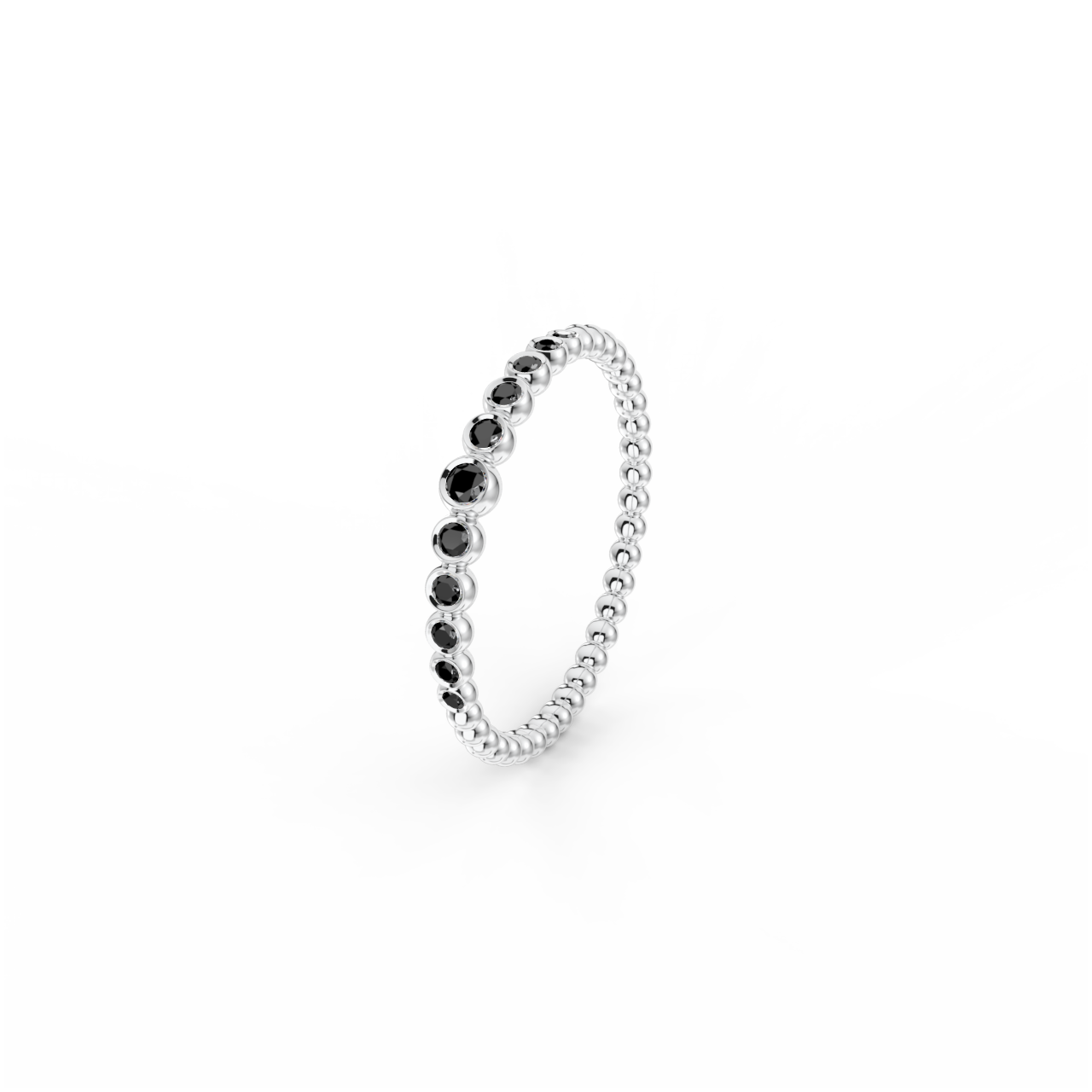 Prsten Bubbles C - bílé zlato, černé diamanty