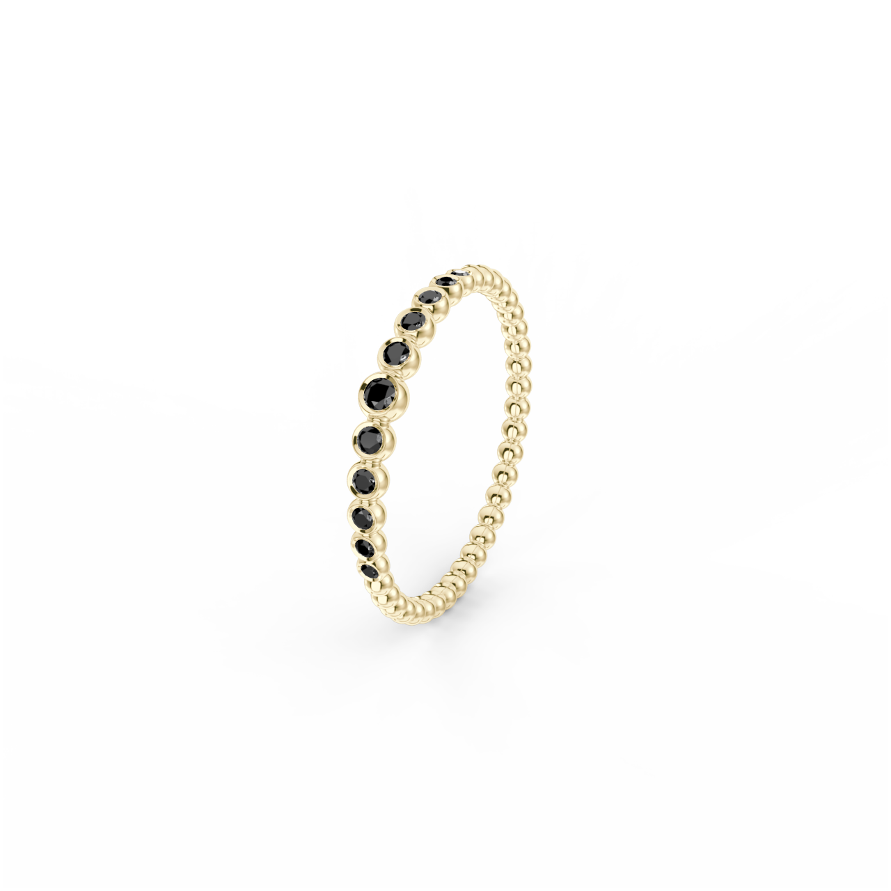 Prsten Bubbles C - žluté zlato, černé diamanty