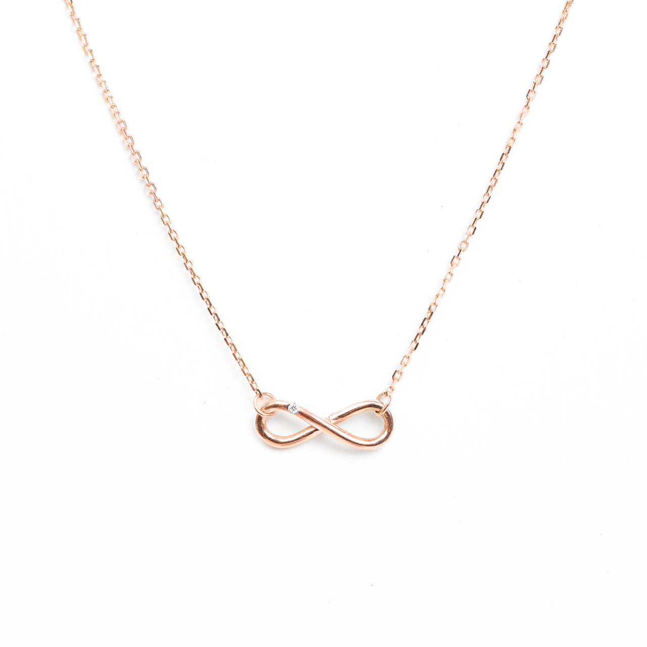 Náhrdelník Infinity - růžové zlato, diamant