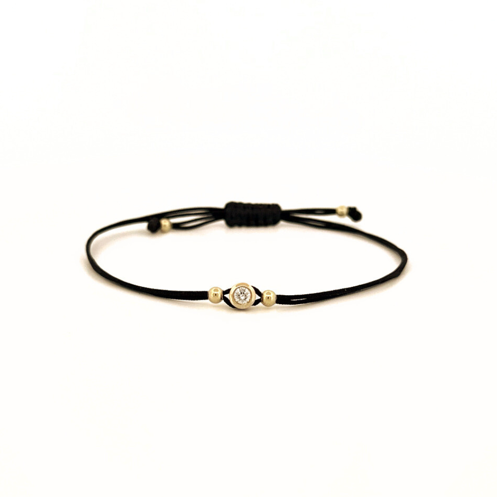 Náramek F Button, žluté zlato, diamant