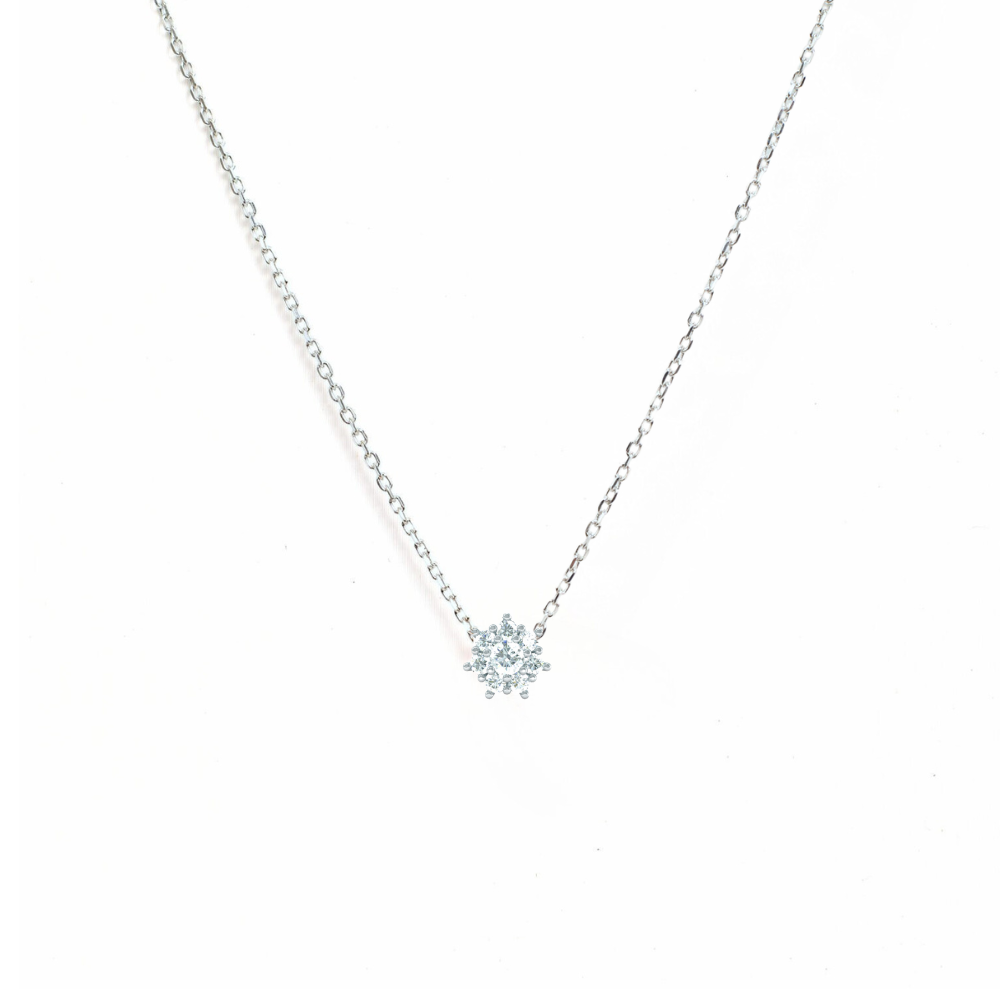 Náhrdelník Fleur - bílé zlato, diamanty