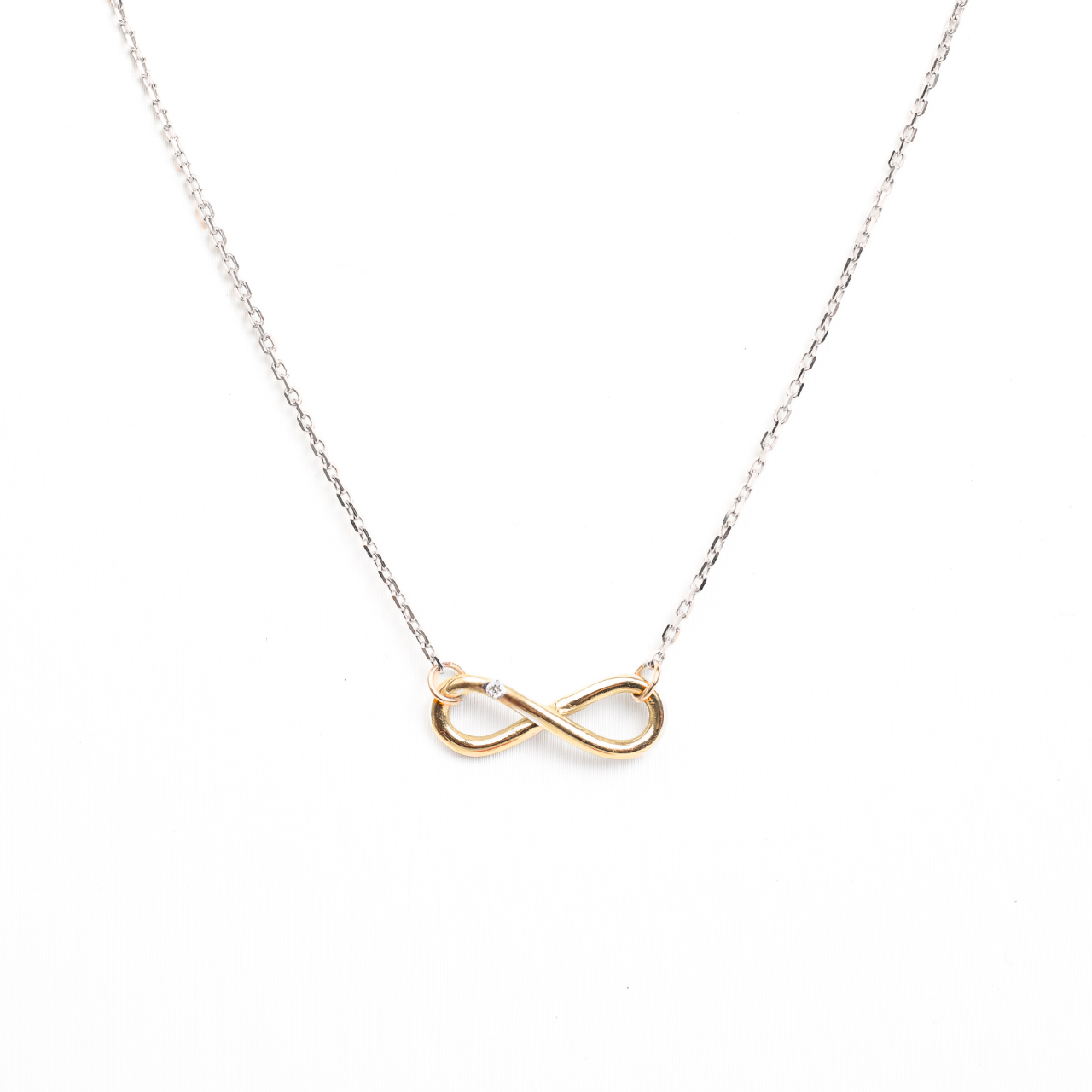 Náhrdelník Infinity - žluté a bílé zlato, diamant